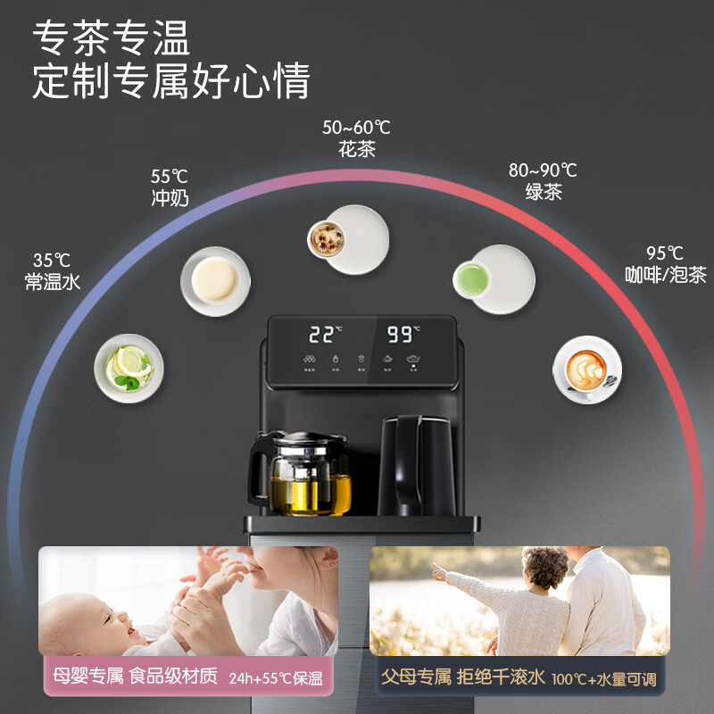 美菱(MeiLing)家用茶吧机 多功能立式饮水机双显双出水 茶品可选加厚机身 智能触控温热款 温热款|加厚机身|双显大