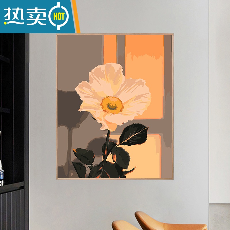 敬平花枝俏/数字油画diy填充水油彩手工绘画画涂色上填色装饰装饰画 花枝俏5 DIY套装+木色组装外框40*50cm护眼淡彩画板