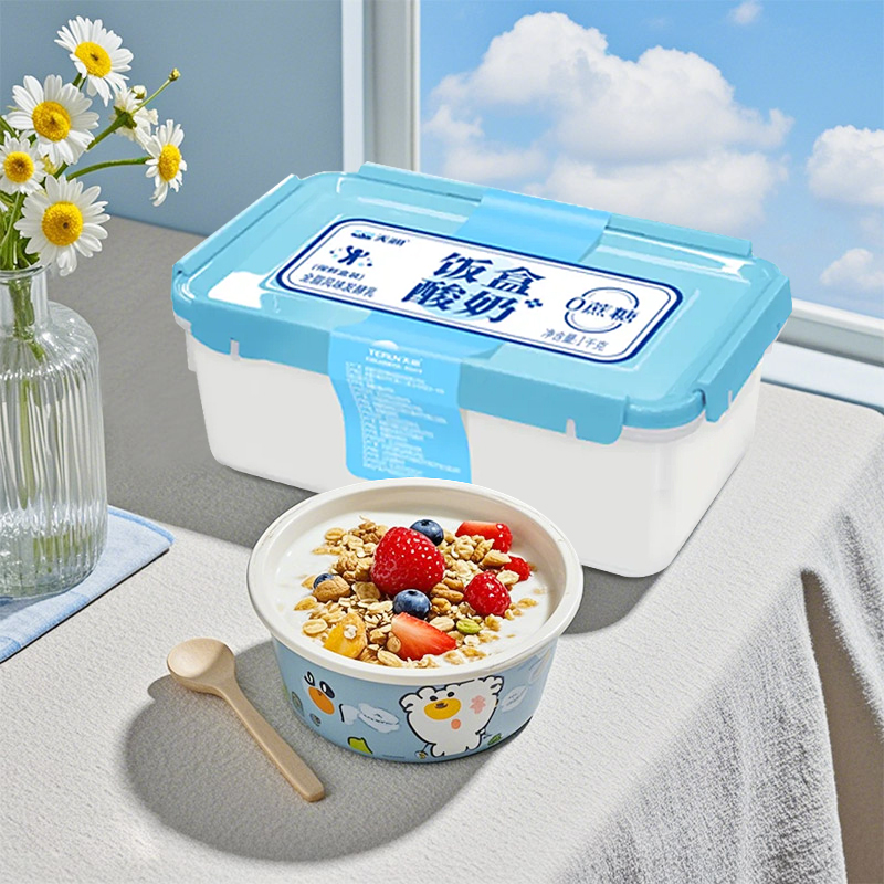 天润 0蔗糖饭盒酸奶1kg*2盒 低温酸奶全脂风味发酵乳高清大图