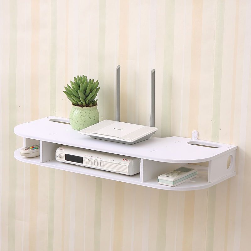 欧式墙上置物架免打孔机顶盒架wifi路由器收纳盒电视机顶盒置物架小号