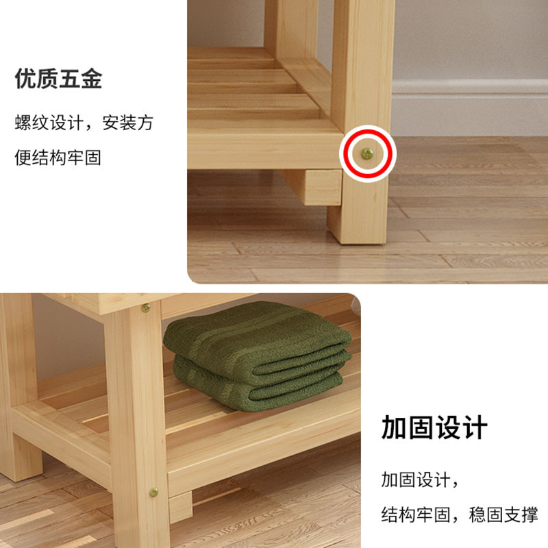 圣德列浴室更衣凳实木长条凳X-7 1000*400*400mm高清大图