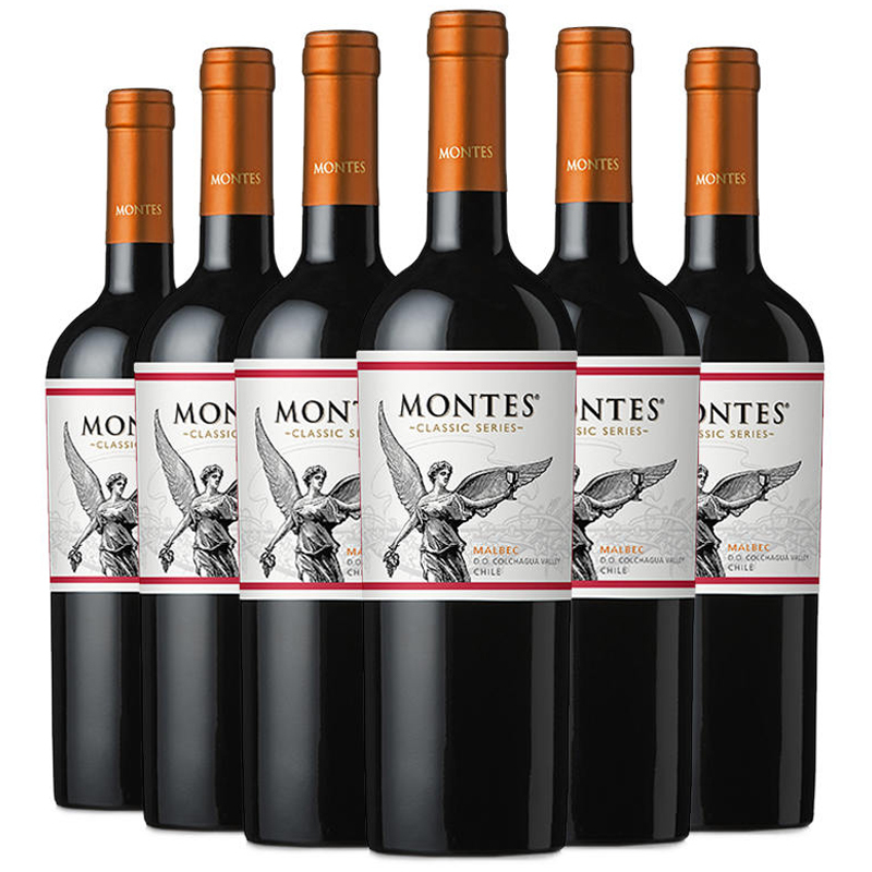 智利原瓶进口蒙特斯(Montes)红酒经典系列马尔贝克干红葡萄酒750ml*6整箱装