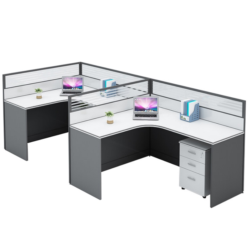 攸形屏风卡位办公桌含活动柜280*120*110cm张高清大图