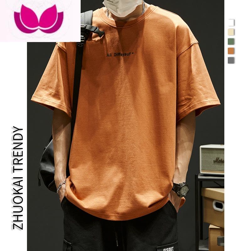 七斓300gt恤男短袖夏季宽松衣服男生日系潮牌ins半袖美式复古图片