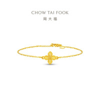 周大福炫光四叶草寓意幸运足金黄金手链计价(工费280)EOF1638送女友礼物 15cm2.35g