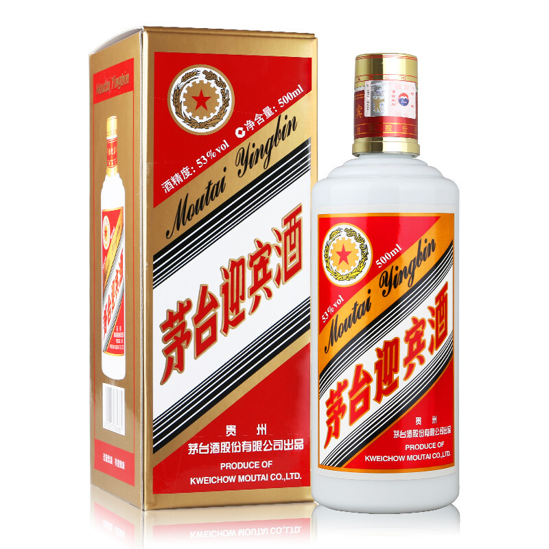 53贵州茅台茅台迎宾酒酱香型白酒度迎宾酒53度500ml单瓶装