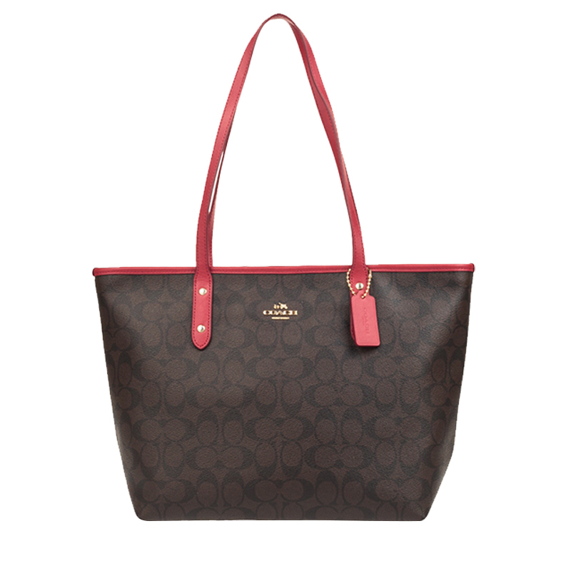 蔻驰(COACH)女包 女士奥莱款经典标志双面老花city30托特包City33单肩包金属马车标C纹斜挎包 F58292高清大图