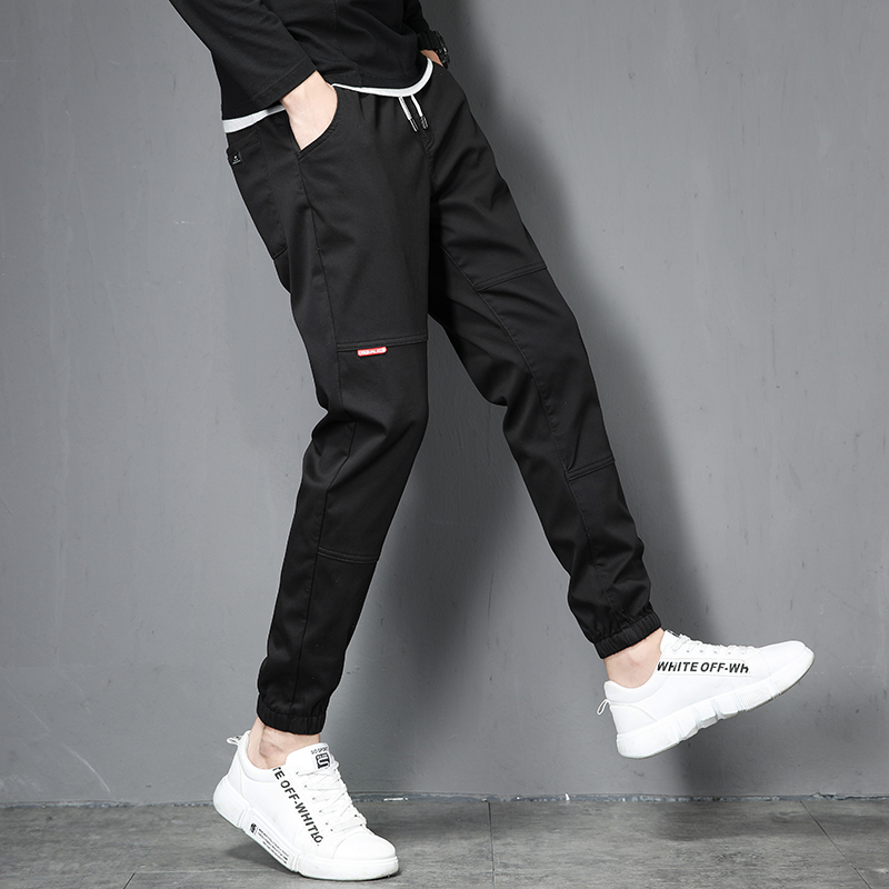 yuansu男士工装裤秋冬加绒束脚裤男生裤子青少年潮流帅气百搭休闲裤