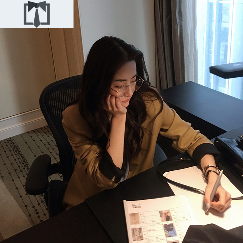 SUNTEK职业女装短款网红小西装外套女春季韩版高级粉色时尚气质西服上衣外套短外套
