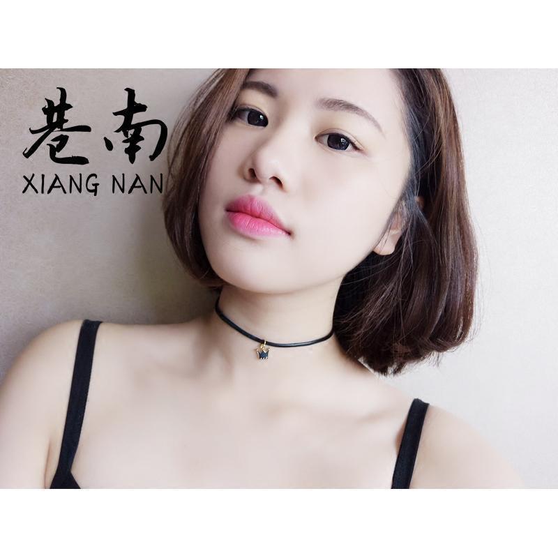 手工定制原宿复古简约细皮小皇冠颈链脖带项圈女锁骨项链送女朋友七夕情人节礼物