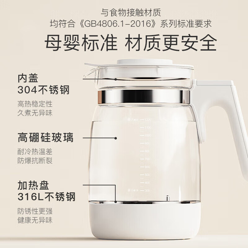小白熊SnowBear恒温水壶 婴儿调奶器多功能恒温暖奶泡奶器玻璃水壶 [尊享款]1.2L 升级8大功能 HL-5037高清大图