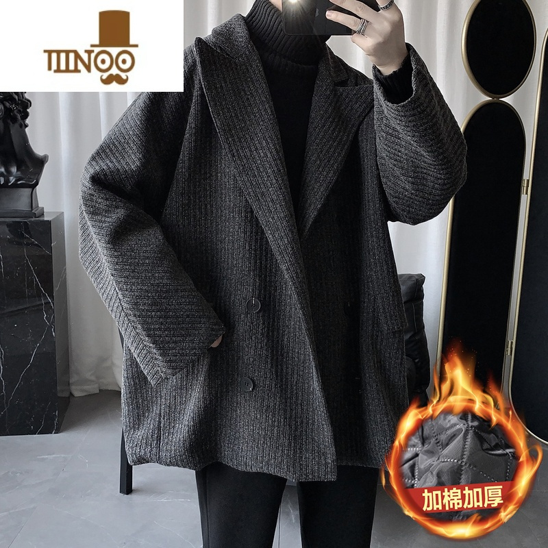 YANXU轻熟男士风衣男中长款韩版潮流帅气英伦风大衣外套男加厚款