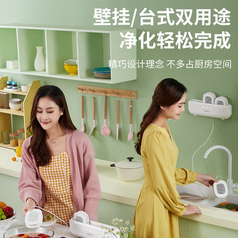 大宇(DAEWOO) 果蔬机清洗卫士家用洗蔬菜机全自动食材净化器水果鱼肉虾去农药残机壁挂式QX6绿色(双仓)