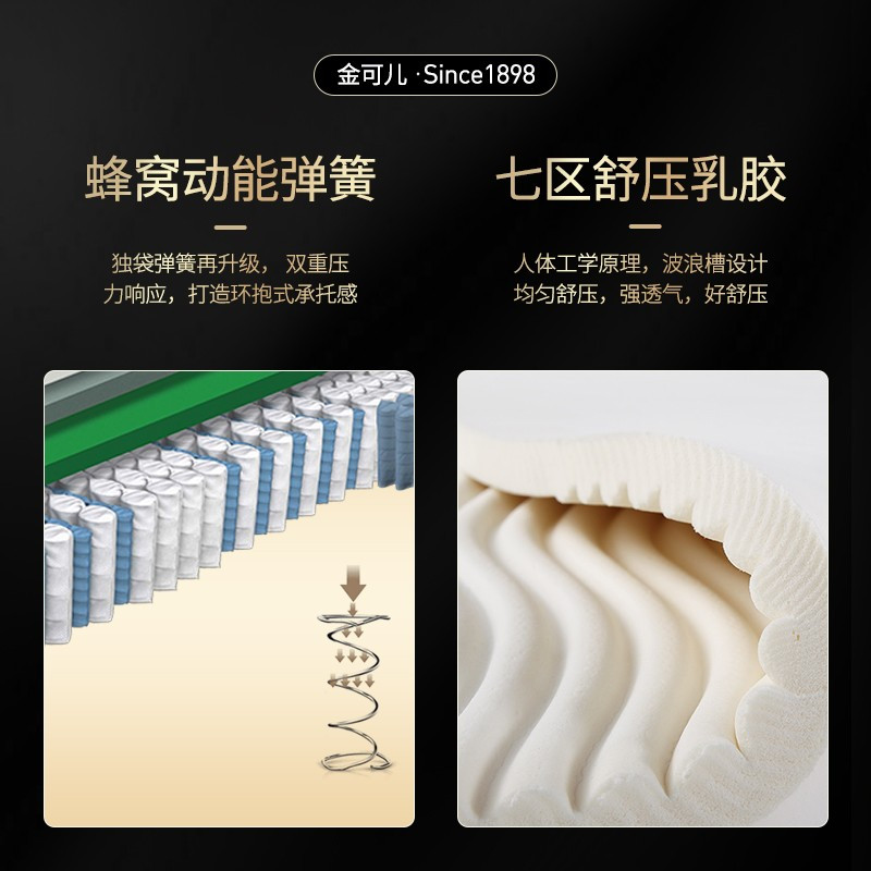 金可儿 乳胶床垫 蜂窝动能弹簧 丽思卡尔酒店款 1.5 1.8m 美尔特