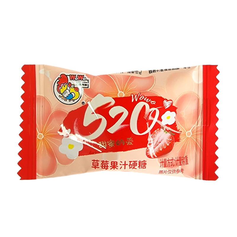 喔喔白桃草莓果汁硬糖散装250g婚庆结婚喜糖年货休闲零食品高清大图