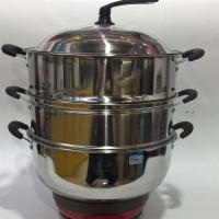 圣多星八代多功能不锈钢电热锅30cm 32cm 34cm电火锅电炒锅|32cm加加厚锅[2个屉]