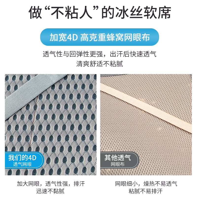 美帮汇冰丝凉席三件套1.8m床夏季单人学生席子1.5米可水洗折叠空调软席高清大图