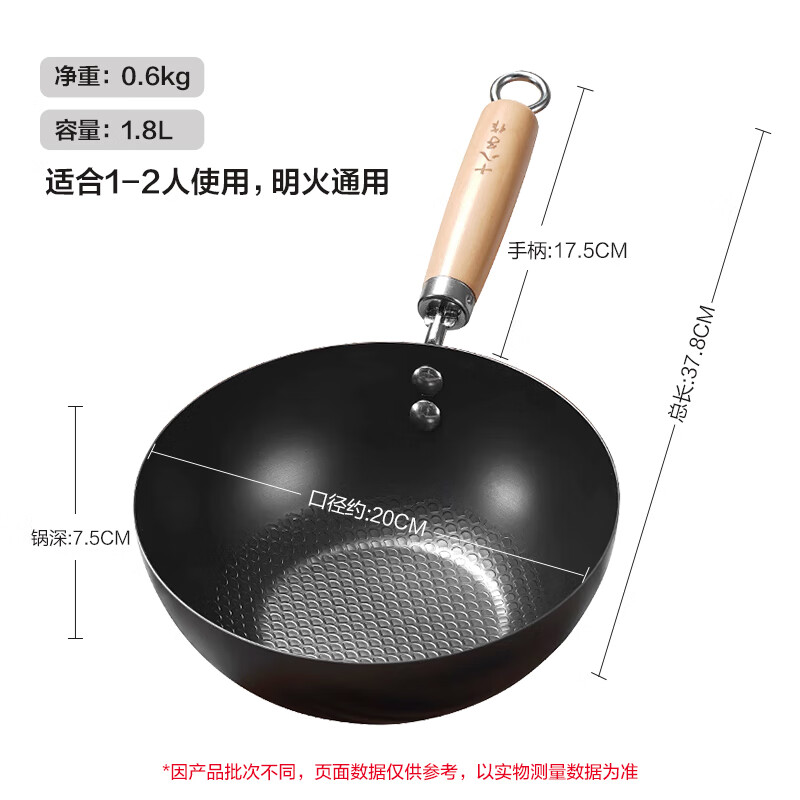 十八子作0涂层小丫头炒锅HM-207-20C 20CM高清大图