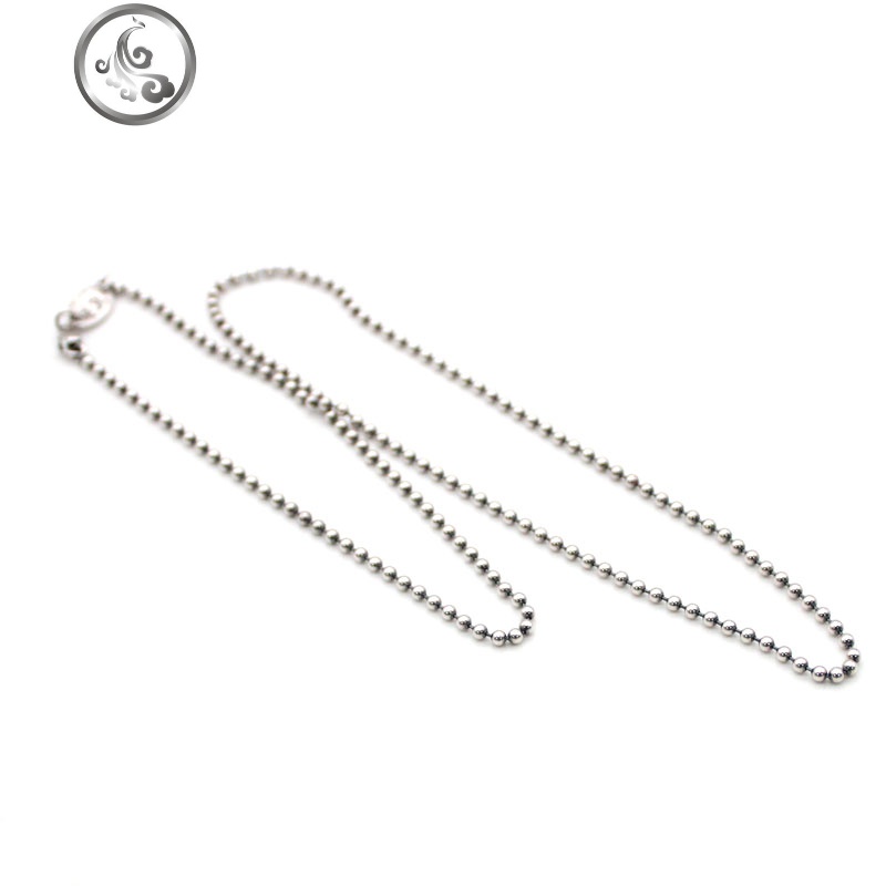 925纯银豆豆项链 泰银复古圆珠链条2.5mm秀气毛衣链长款个性男女 JiMi高清大图