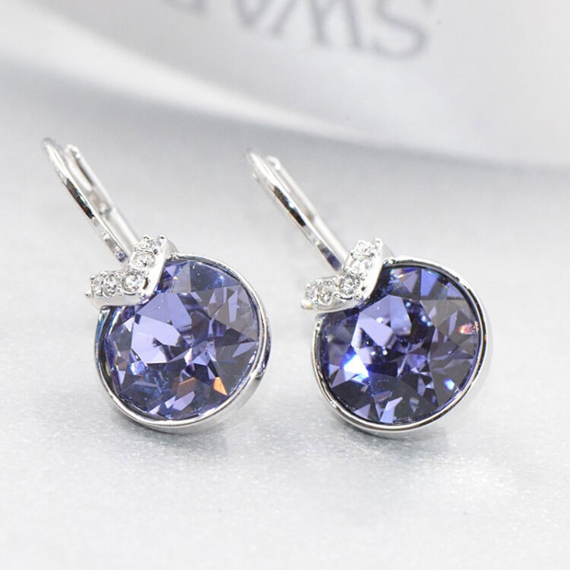 施华洛世奇(SWAROVSKI) 紫罗兰色BELLA小号贝拉水晶穿孔耳环5389358