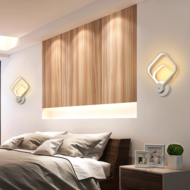 苏宁放心购 床头灯壁灯北欧卧室现代简约创意客厅led十字墙壁造型灯楼梯过道 DP1896-中性光LED(白)-【2支装】-热卖