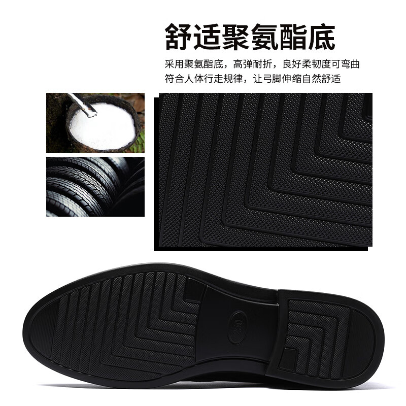 老人头皮鞋男商务正装鞋头层牛皮系带透气耐磨防滑男鞋子 A30303 黑高清大图