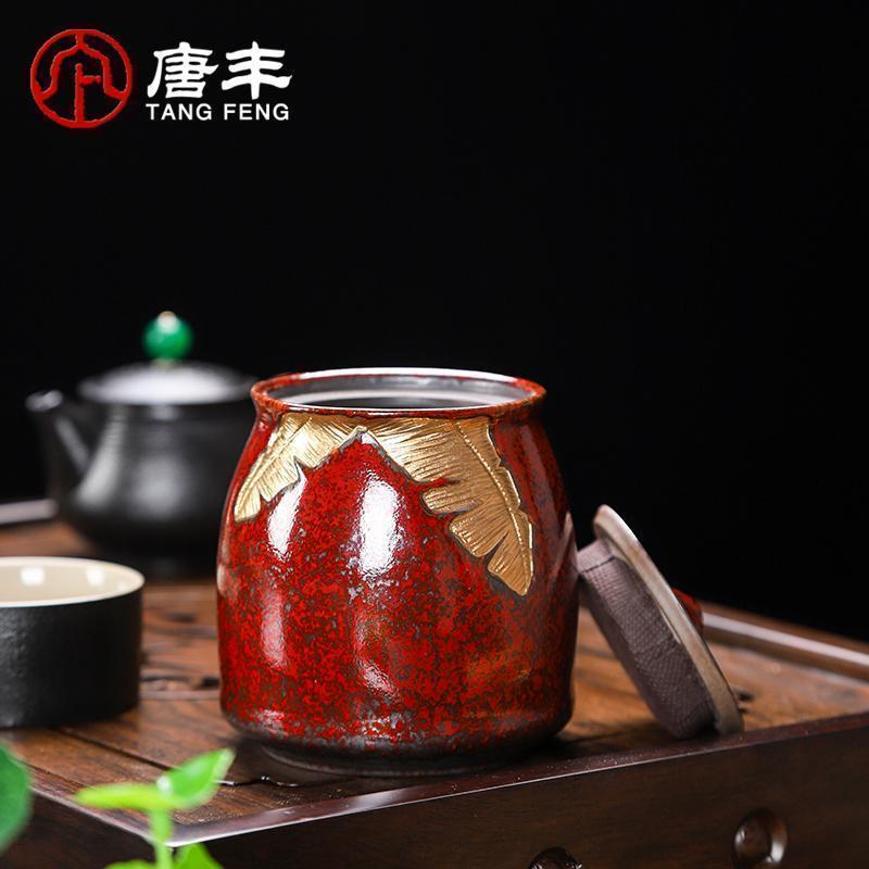 陶瓷茶叶罐密封罐存储茶罐装茶叶罐茶仓大号储物罐子小茶缸Z_269