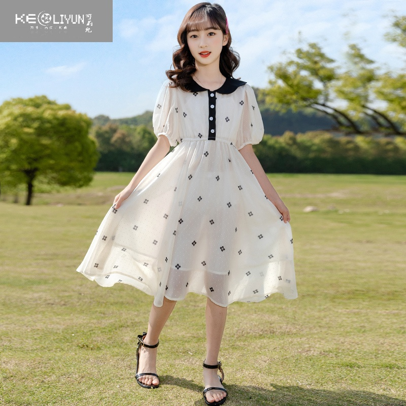可莉允女童连衣裙夏装裙子2023新款网红洋气小女孩中大童雪纺公主裙