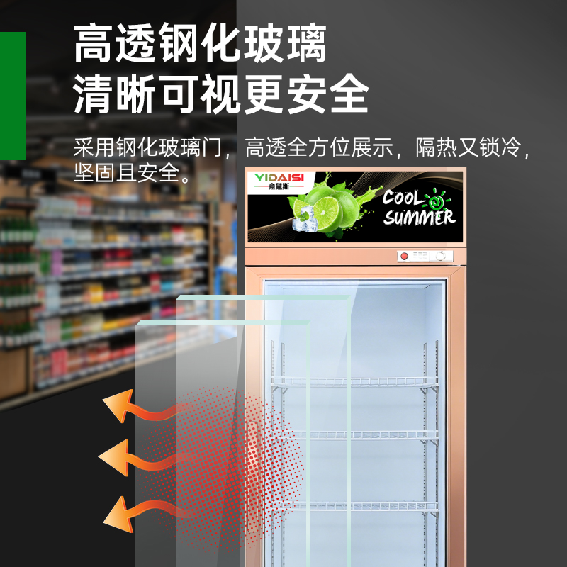 意黛斯展示柜冷藏饮料柜商用冰箱立式保鲜柜便利店超市冰柜啤酒冷饮柜 单门高端款YDS-JSG-600S高清大图