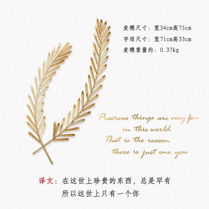 创意北欧客厅墙面装饰挂件轻奢风沙发背景墙网红立体壁饰酒吧挂饰 三维工匠 金麦穗+所以这世上只有一个你高清大图