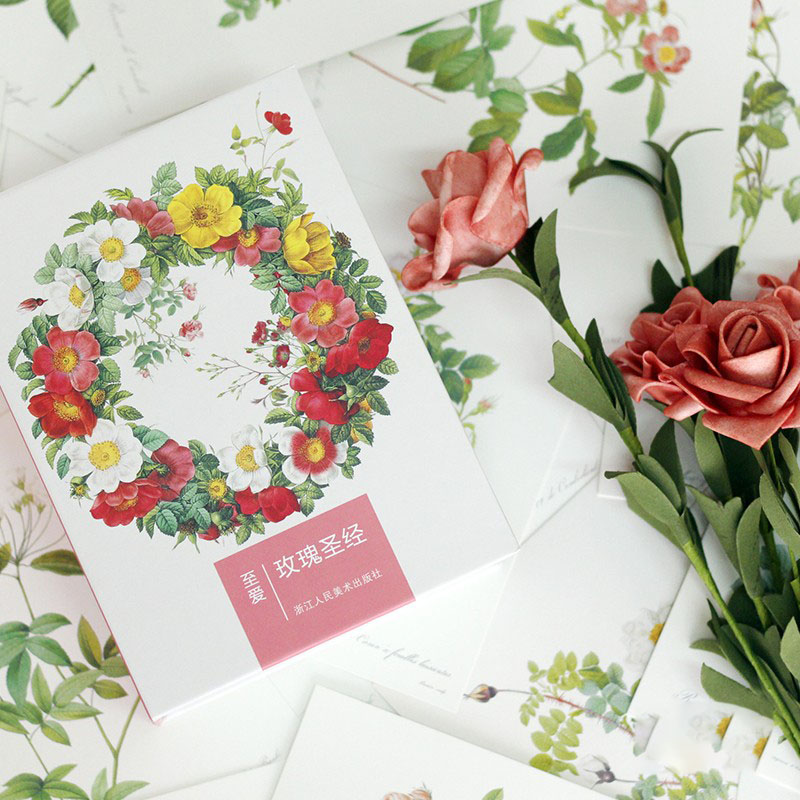 [正版]出类艺术明信片 至爱玫瑰圣经 雷杜德精美手绘玫瑰插图 创意生日贺卡手绘花卉画集文艺小清新明信片高清大图