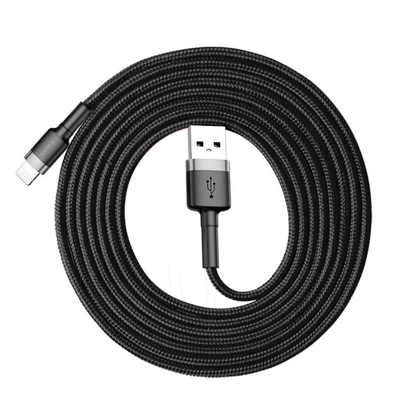 倍思数据线适用苹果12 12pro 6 6S X 8plus 11promax ipad7Pxr平板电脑充电线灰黑2米