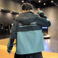 跨洋【一件7.5折两件6.5】 2020秋季男士外套百搭时尚撞色休闲运动外搭上衣宽松百搭简约夹克男装衣服Q