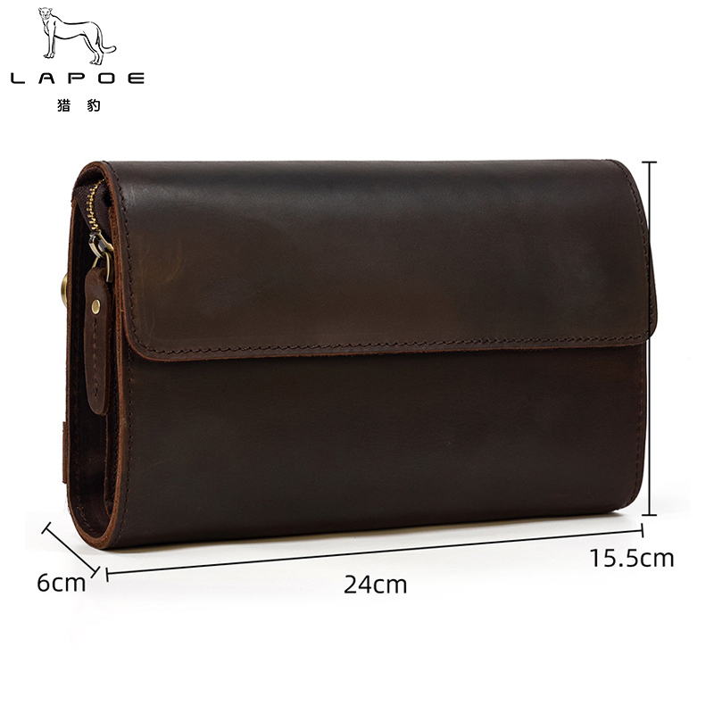 猎豹真皮手包头层牛皮手拿包24*6*15.5cm/个