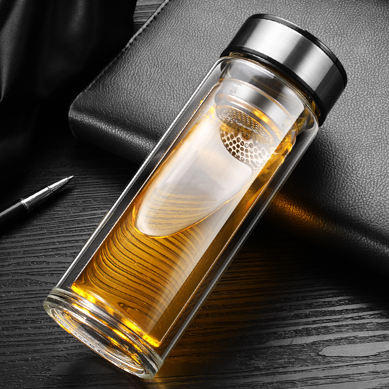 厨小姐高硼硅耐高温双层玻璃杯300ml/ST-1973个(颜色、盖子请备注)