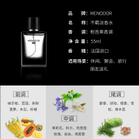 MENODOR新款不羁男士香水清爽缓解压力 花果香调中性淡香水法国香料 55ML