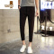YANXU秋季男士休闲裤 修身小脚裤九分裤男西裤长裤韩版潮流黑色裤子男