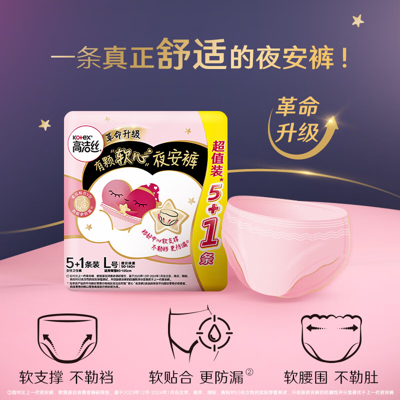 高洁丝 软心夜安裤 L号12条高清大图