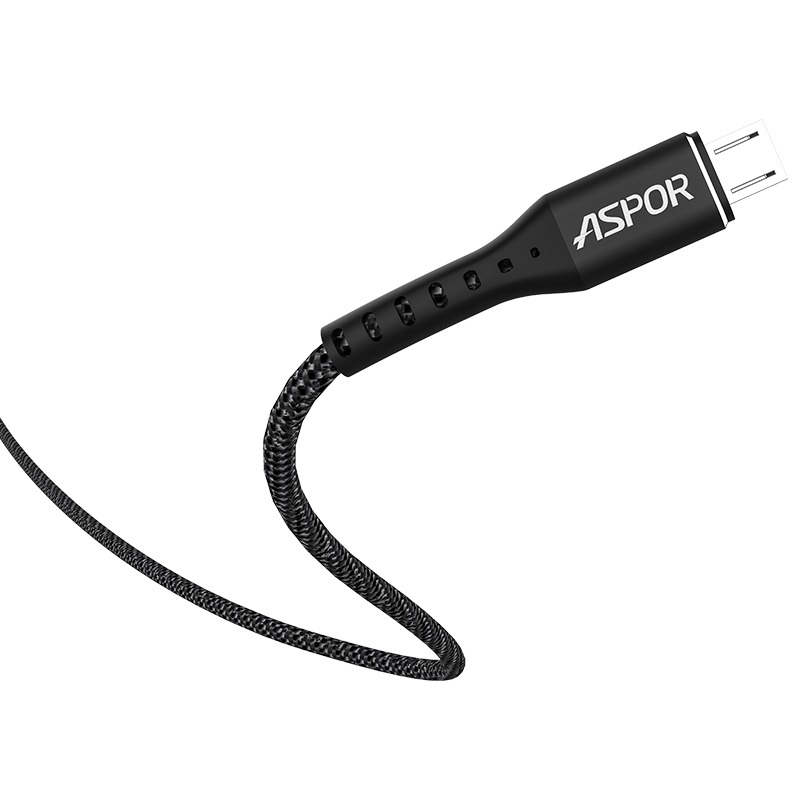 ASPOR A166 安卓数据线平板手机通用尼龙数据线Micro USB1M充电线 黑色