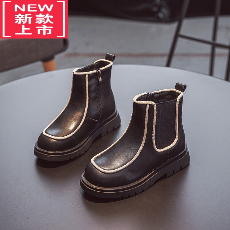 可莉允女童靴子2022秋冬季新款马丁靴儿童皮靴加绒靴子女孩短靴公主单靴