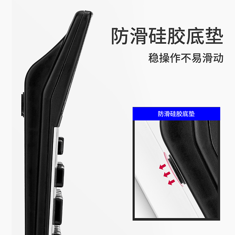 得力(deli)双电源宽屏大号金属面板计算器 银灰色1654