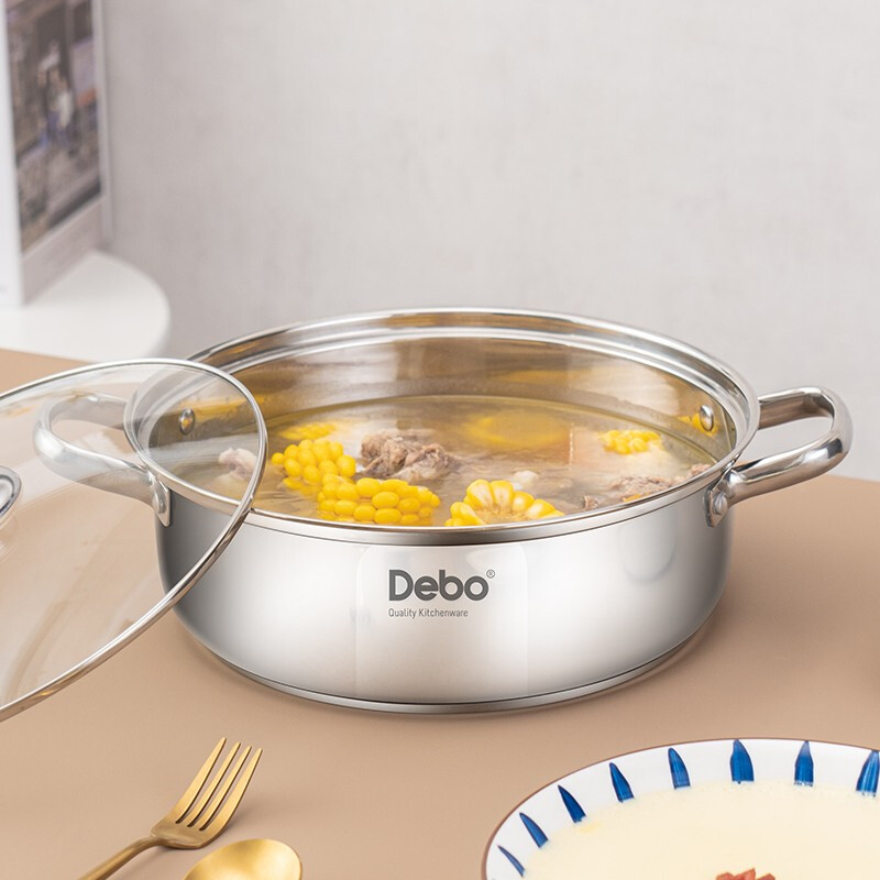 德铂 Debo 怀亚特火锅不锈钢汤锅涮锅燃气电磁炉通用 DEP-DS289 口径30cm