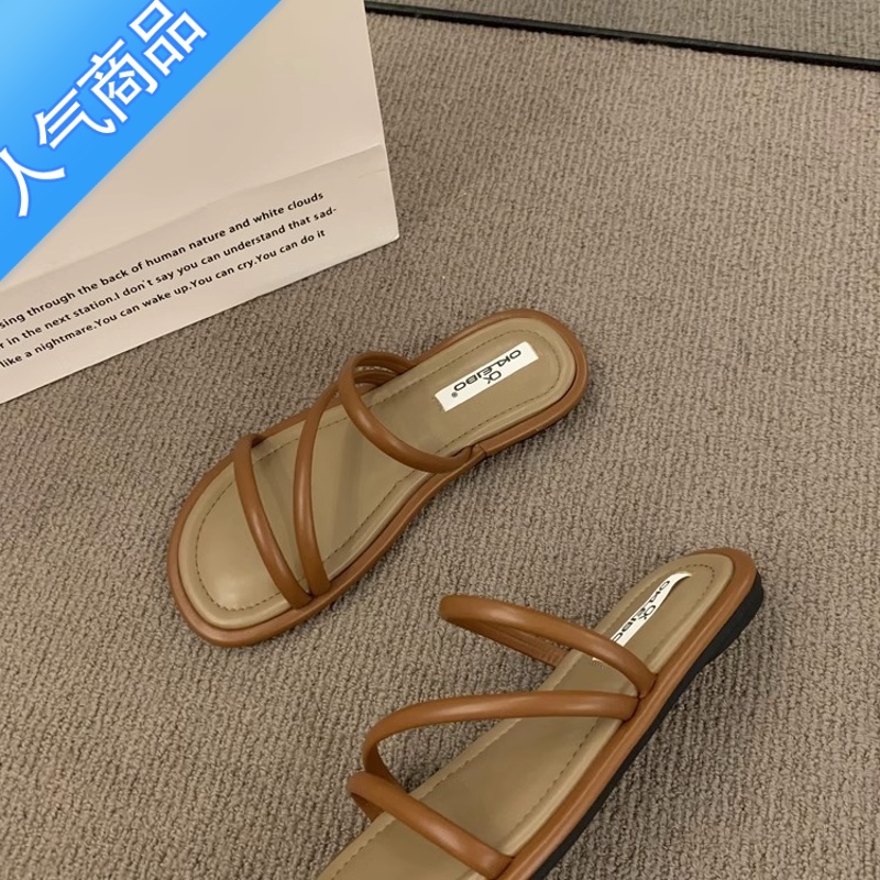 SUNTEK法式晚风舒适软底凉拖鞋女外穿2023年新款夏季度假风海边沙滩凉拖高清大图