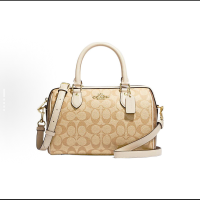 蔻驰（COACH）奢侈品 女士 中号单肩手提斜挎波士顿桶包PVC 卡其色F83607IME74 CH486-IMOT4