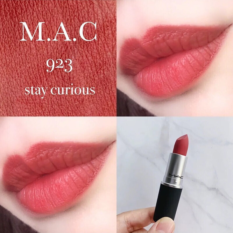 魅可(MAC) 磨砂系列新款热卖雾面丝绒哑光尤雾口红唇膏923#STAY CURIOUS 蜜桃乌龙3g高清大图