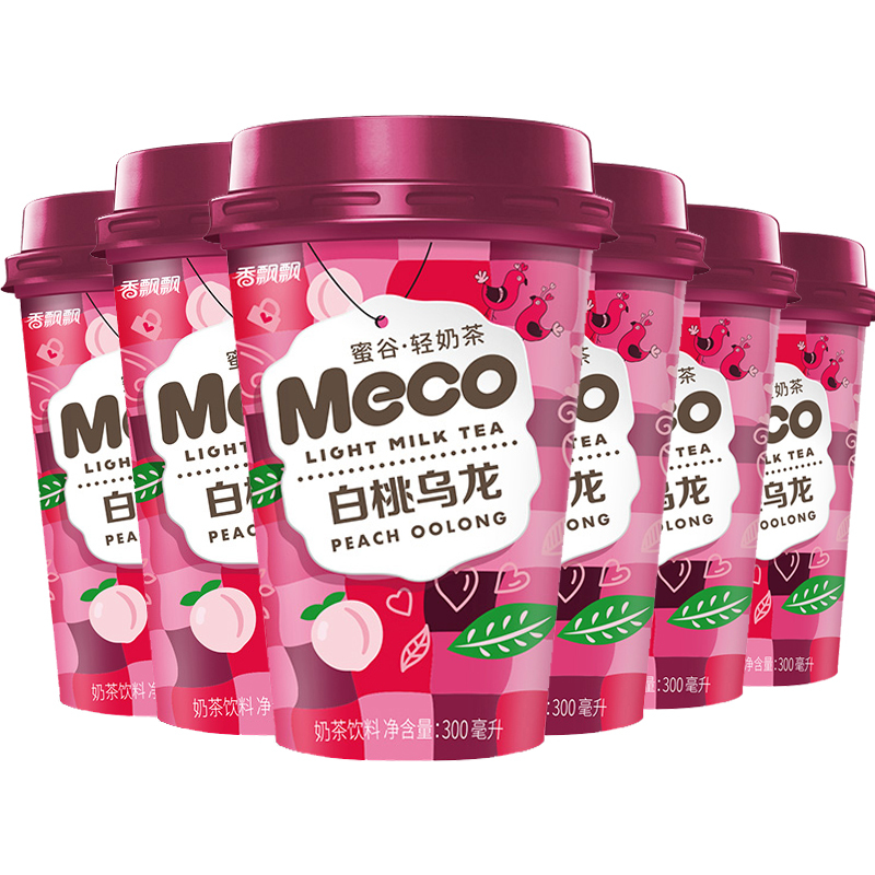 香飘飘meco蜜谷轻奶茶白桃乌龙300ml6杯