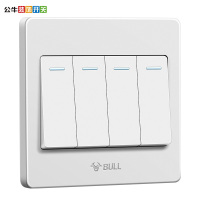 公牛(BULL)开关插座4开四开双控开关 86型四位开关四开双联墙壁电源面板 G07K412Y（带荧光）