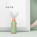 儿童u型牙刷手动宝宝1-2-3-6岁以上小孩刷牙神器硅胶U形牙刷3759 大号牙刷【6-12岁】 绿色