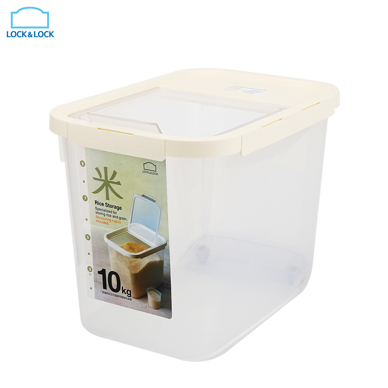乐扣乐扣(LOCK&LOCK)米桶五谷杂粮箱大容量滑轮翻盖米箱10kg 白色高清大图