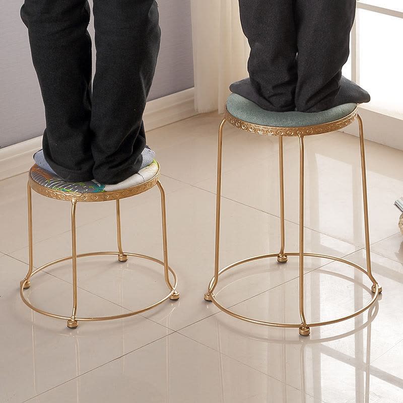 北欧凳子椅子家用餐桌凳茶几凳布艺凳小圆凳子折叠凳板凳矮凳子 格子情调 坐高[30cm]图片